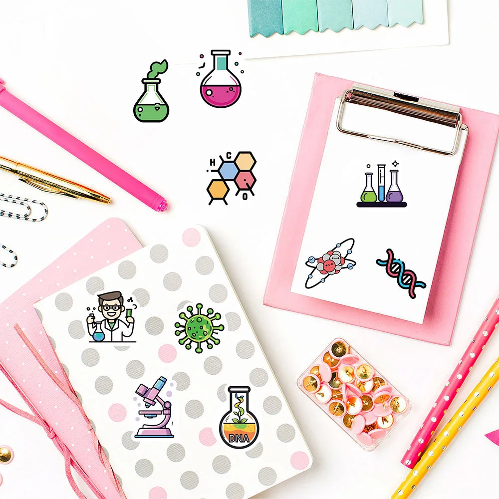 500PCS Chemistry Roll Stickers Notebook Laptop Aesthetic Retro Suitcase Car Art Picture Coffee Phone Laptop Waterproof Sticker