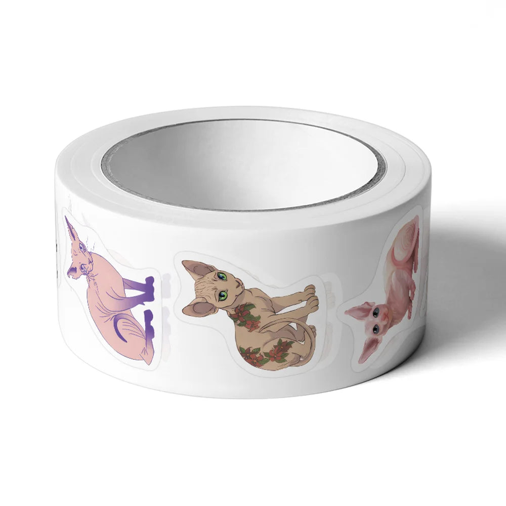 500Pcs/Roll Heterotypic Sphinx Cats Stickers 2.5cm/1.0'' 10 Designs DlY Decoration Learning Rewards Scrapbook Labels, Adorn Gift