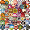 ‌50/100Pcs Retro Bottle Cap Stickers Unique Non-repeating Waterproof Decals for Fridge, Notebook, Guitar, Helmet, Car, Bicycle
