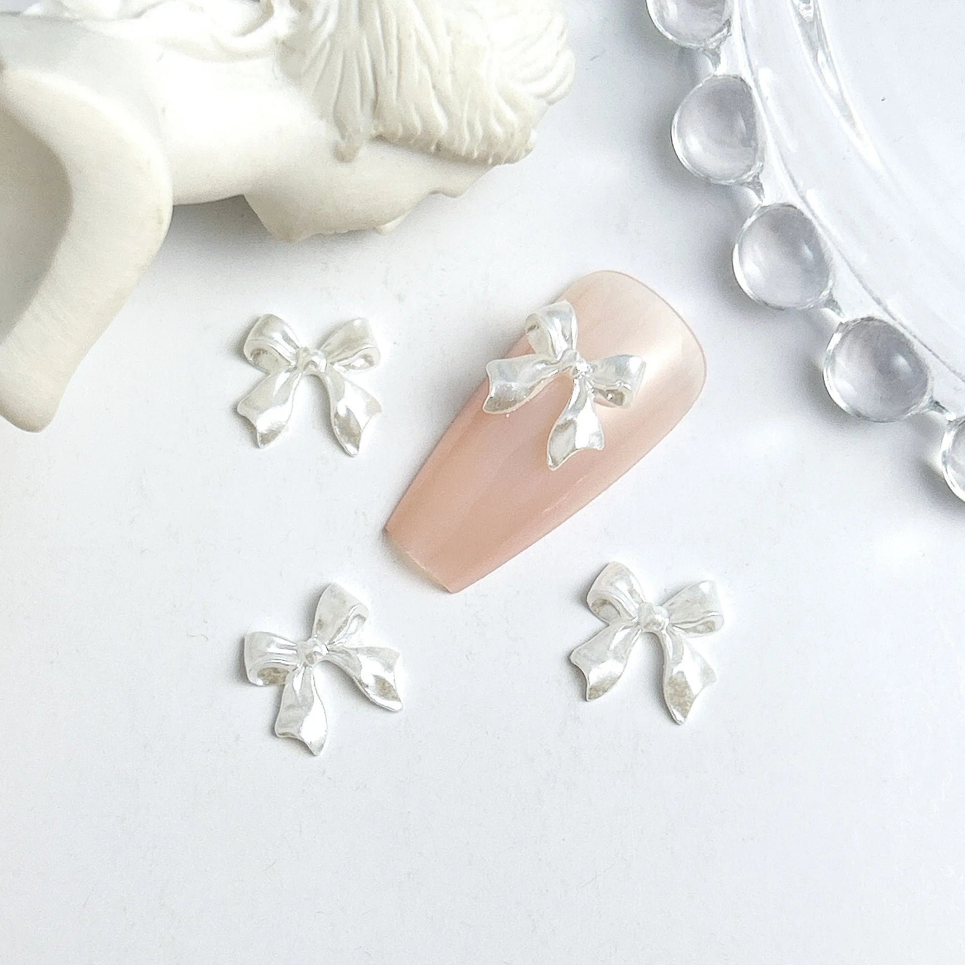 Pearl Color Bow Nail Charms Pink Mix 100pc Parts Resin Bows Nail Art Decoration Accessories Manicure DIY Mini Bowknot Supplies