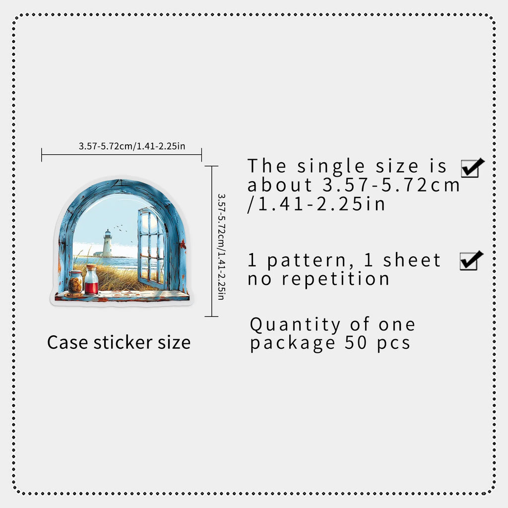 50PCS Transparent Window Flower PET Stickers, INS Forest Style Student Notebook Phone Case Waterproof Decorative Art Sticker