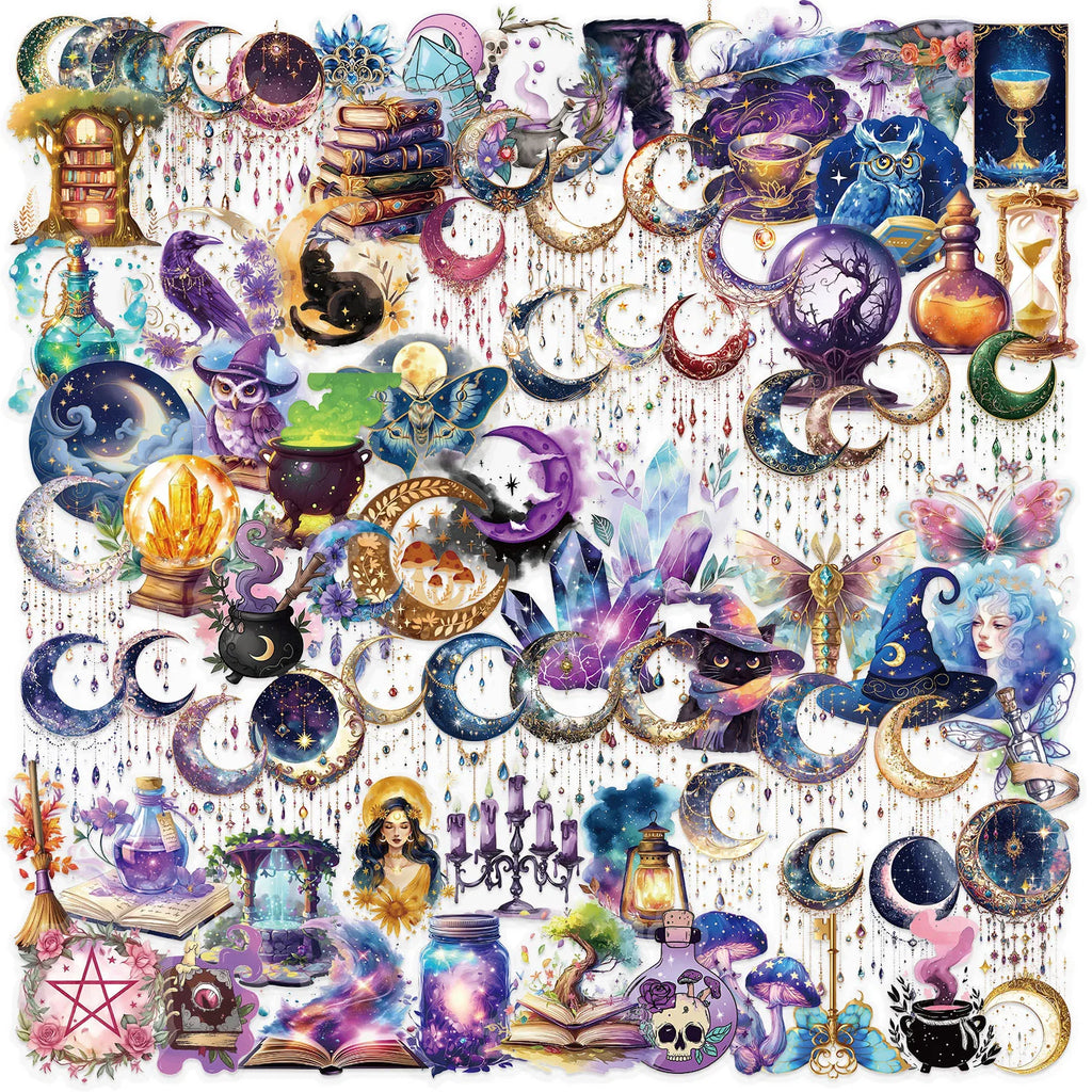 100PCS Starry Sky Magic Planet Dreamy Galaxy Stickers DIY Decor Stationery Box Notebook Pen Holder Transparent PET Stickers