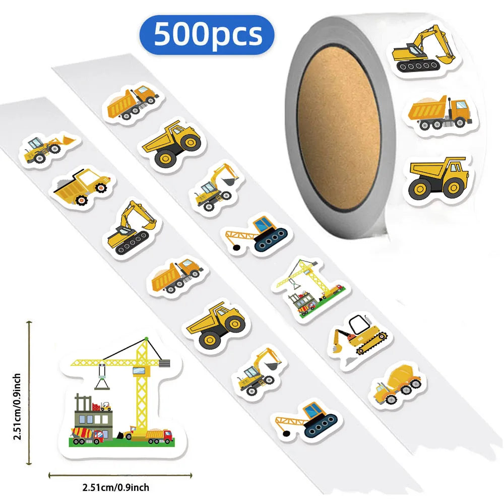 500PCS Cartoon Engineering Excavator Vehicle Creative Graffiti Stickers DIY Luggage Audio Skateboard Small Pattern Stickers