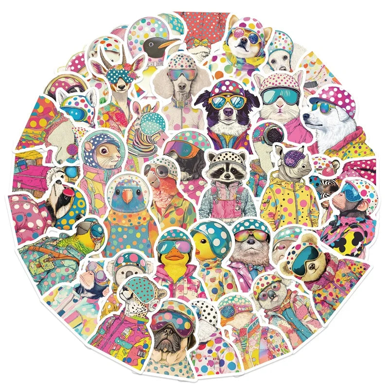 10/30/50PCS Cute Spotted Animals Sticky PVC Sticker Aesthetic Stationery Korean DIY Decoration Scrapbooking School Supplies