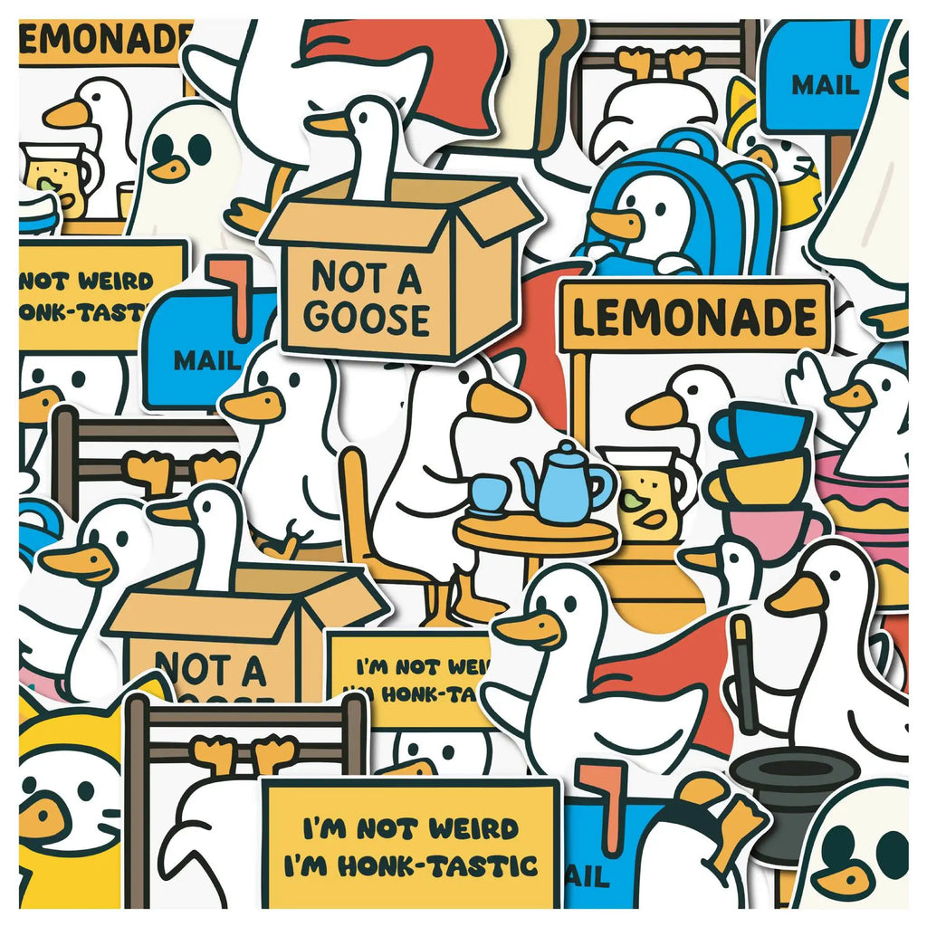 50/100PCS Cute Graffiti Stickers Water Cup Phone Waterproof Decorative Stickers Cartoon Animal Dumb Goose Stickers