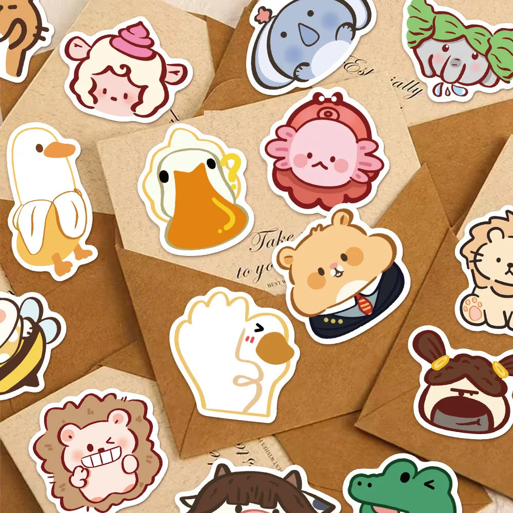 50PCS Abstract Animal Cartoon Decoration DIY Stickers Sketchbook Handmade Mobile Luggage Skateboard Waterproof Stickers