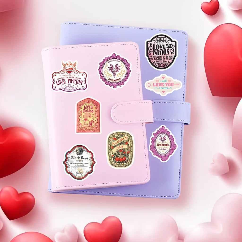50-Pack Valentine's Day Decal Stickers for Water Bottles Laptops Mobiles Suitcases Guitars Waterproof Graffiti Stickers