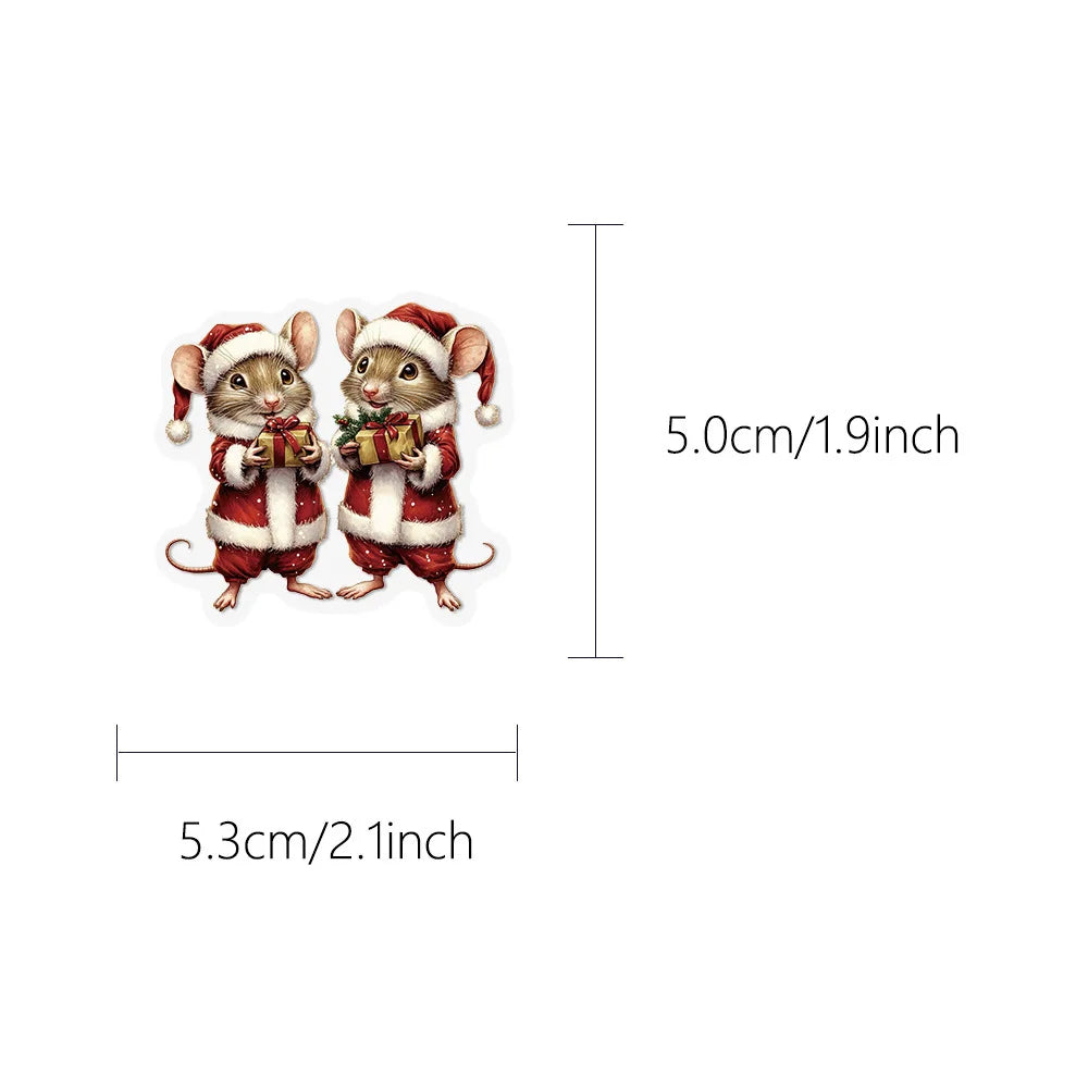 50PCS Retro Christmas Stickers PET Transparent Waterproof DIY Decorative Hand Account Phone Water Cup Tablet Stickers
