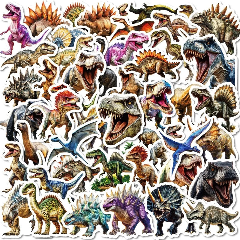 10/30/50PCS Carton Dinosaur Sticky PVC Sticker Aesthetic Stationery DIY Colored Decoration Scrapbooking Children's Supplies
