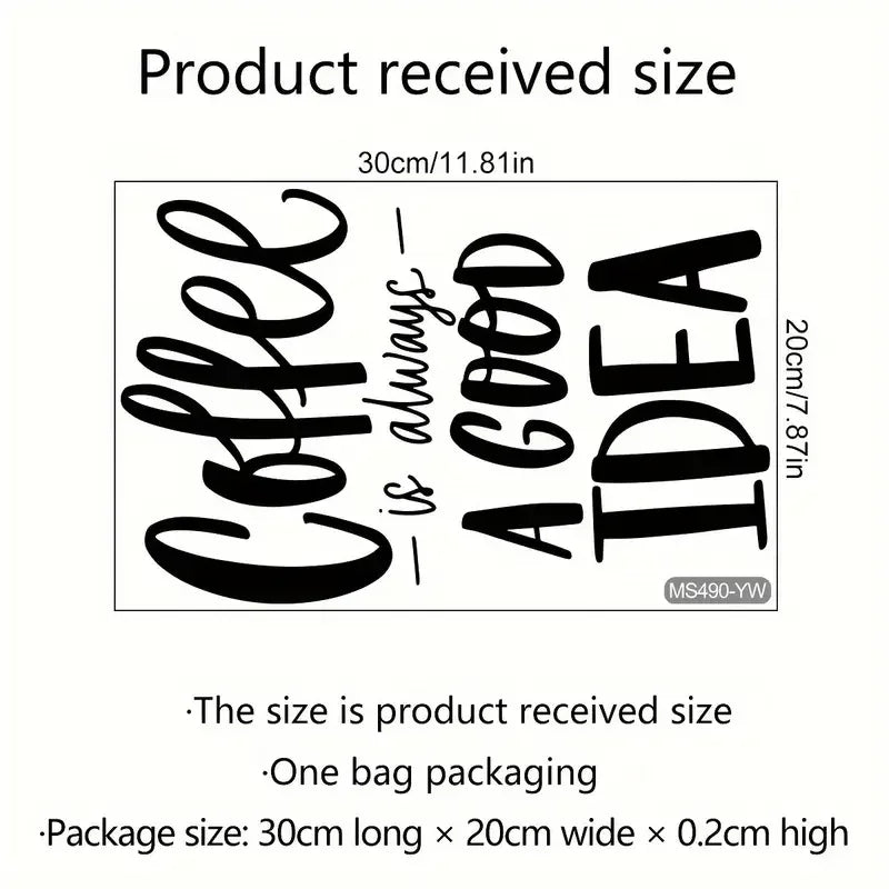 A Self-Adhesive Wall Sticker Featuring The Word 'Coffee' in English, Measuring 7.87X11.81inch, Designed for Decorating Backgroun