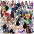 50-100PCS Cartoon Princess Skirt Sticker Pack Waterproof Transparent PET Hand Account Decorative Guitar Notebook Stickers