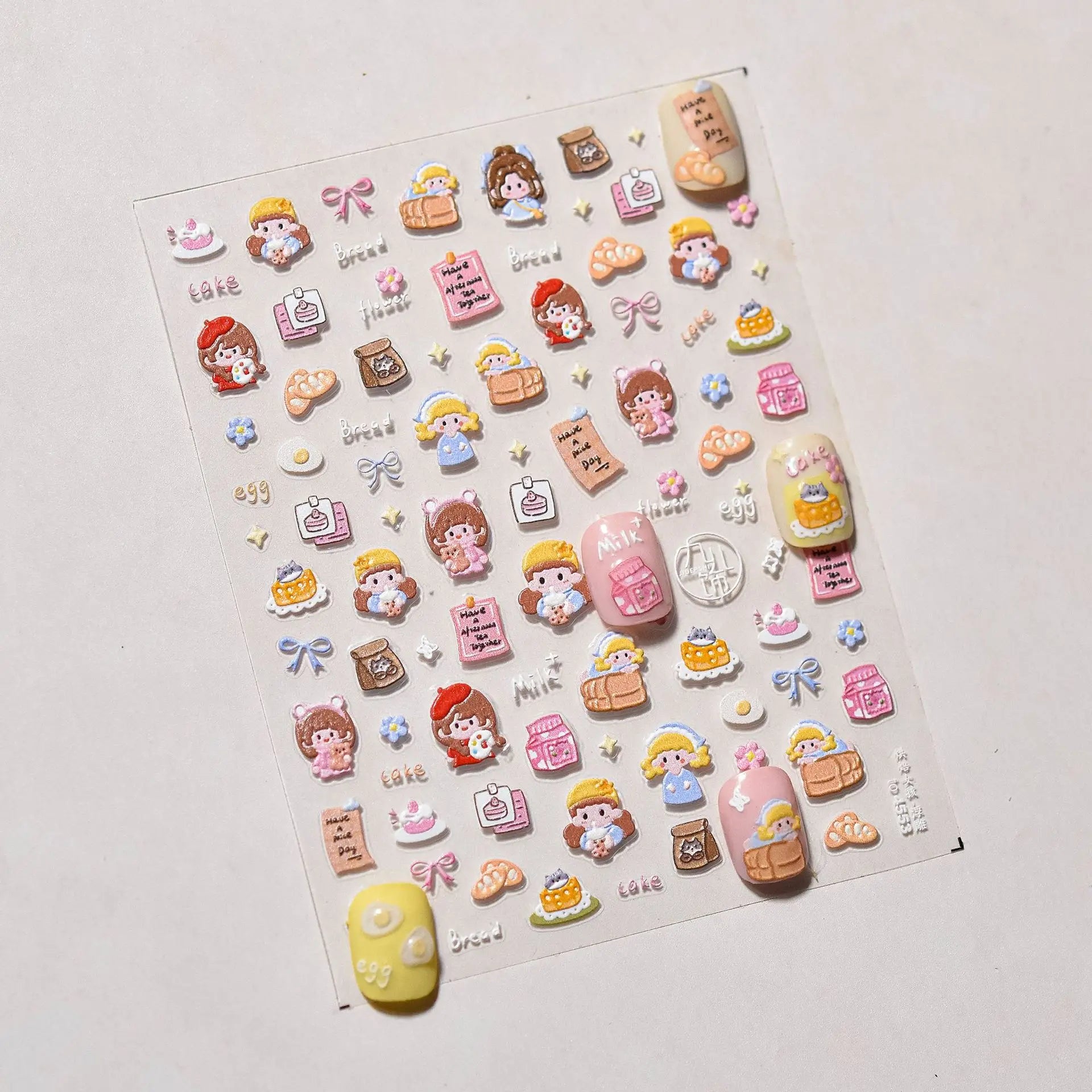 1pc Embossed Nail Stickers Kawaii Cartoon Cat Nail Art Stickers Balet Stylies Self Adhesive Autumn and Winter Nails Decorations