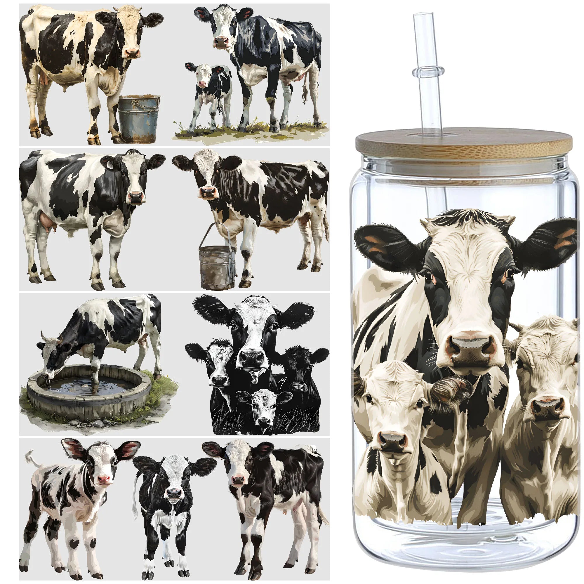 5 sheet Animal UV DTF Cup Stickers, DTF Transfer Stickers, Waterproof Wipe Transfer Paper for 16oz Glass, Mug, Crafts, Furniture