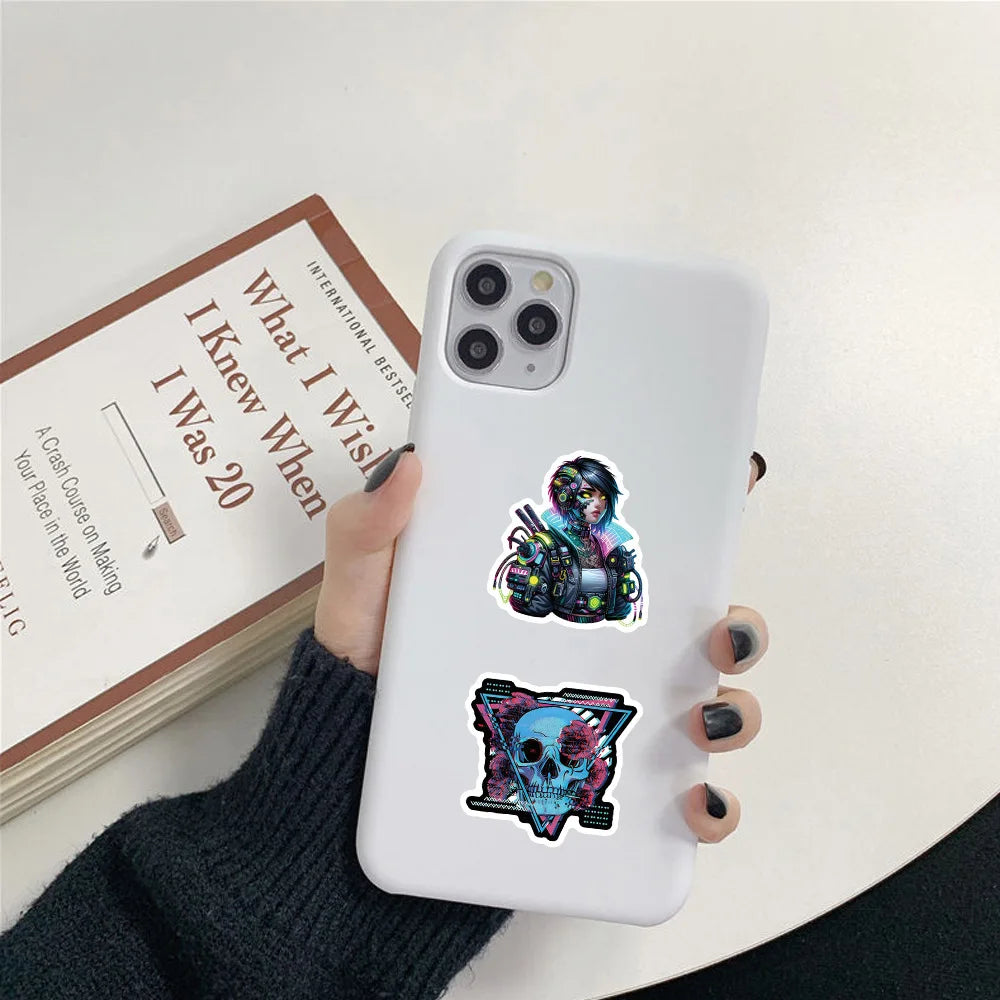 50/100 Pcs Cyberpunk Style Cartoon People Doodle Stickers for Laptop Phone Case Car Notebook Stationery Box No Repeat Decals