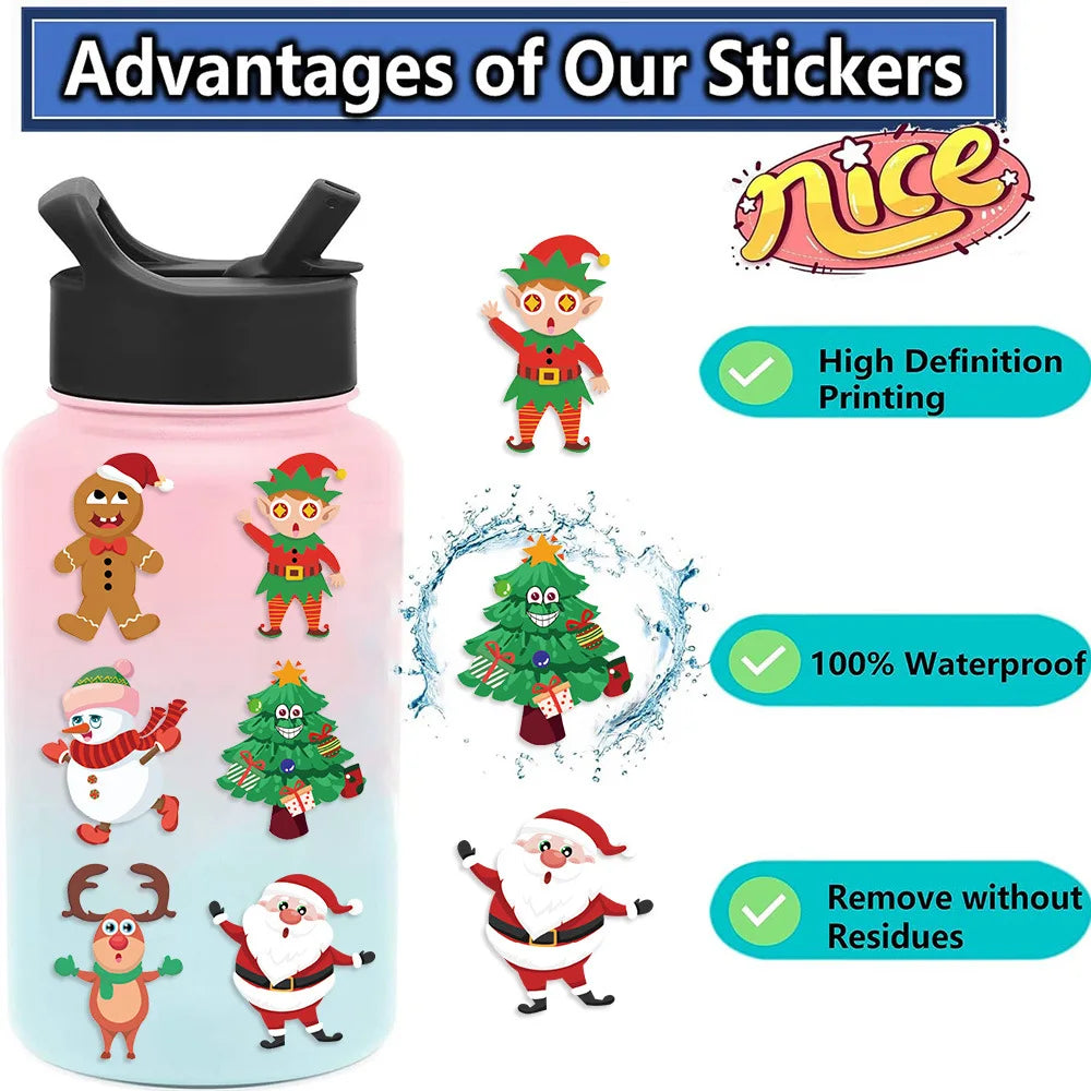 8Pcs Puzzle Cartoon Christmas Snowman Party Make a Face Stickers Handicrafts Waterproof Stickers