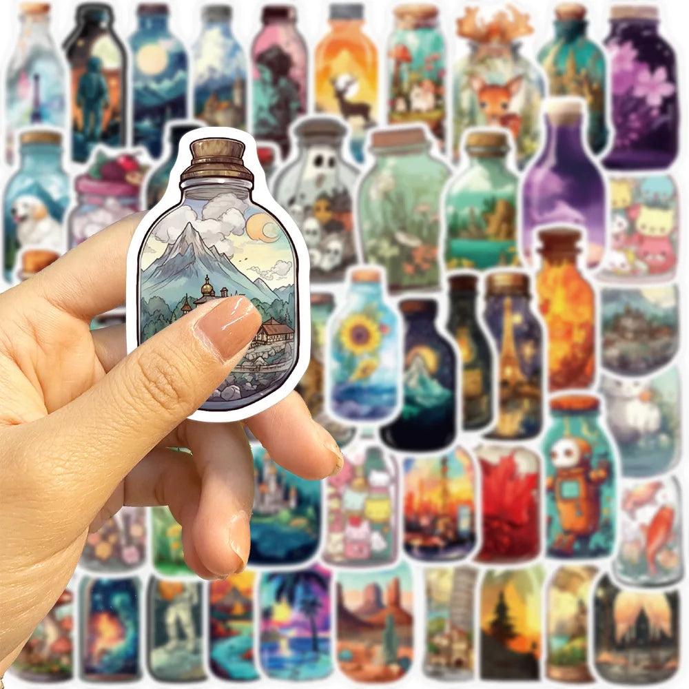 50/100PCS Bottle World Graffiti Stationery Notebook Stickers Water Bottles Creative DIY Skateboard Waterproof Decoration Sticker