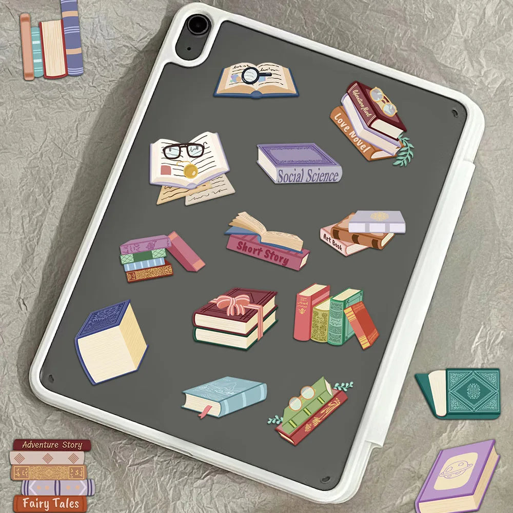 8/16Pcs Bookworm Landscape Sticker Retro Cartoon Harajuku Luggage Aesthetic Bicycle DIY Stationery Notebook Landscape Sticker