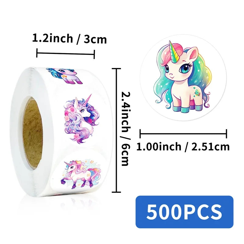 500PCS Kawaii Unicorn Sticky Paper Sticker Labels Thank You Sticker Sealing DIY Decoration Scrapbooking Stationery Supplies