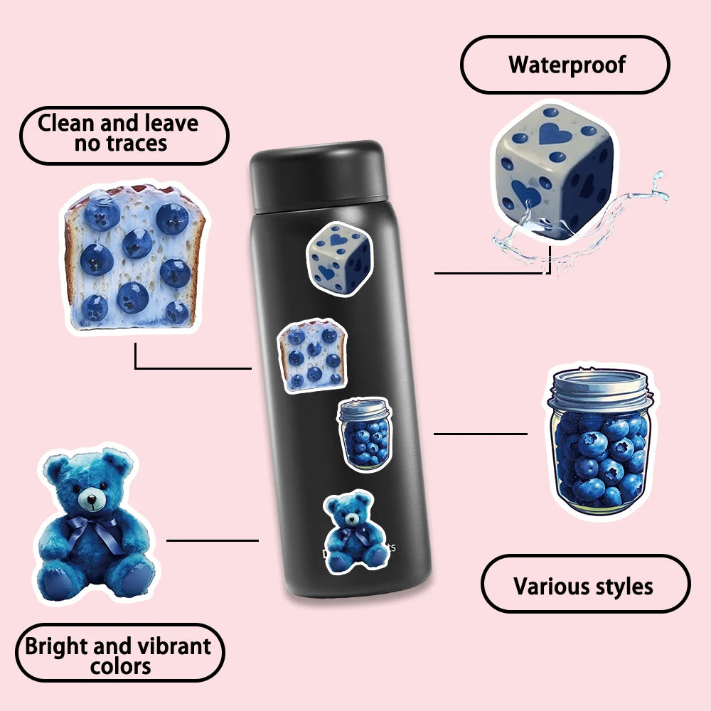 50PCS Deep Blue Ins Wind Stickers Notebook For Laptops Art Suitcase Bicycle Phone Refrigerator Skateboards Graffiti Sticker ﻿