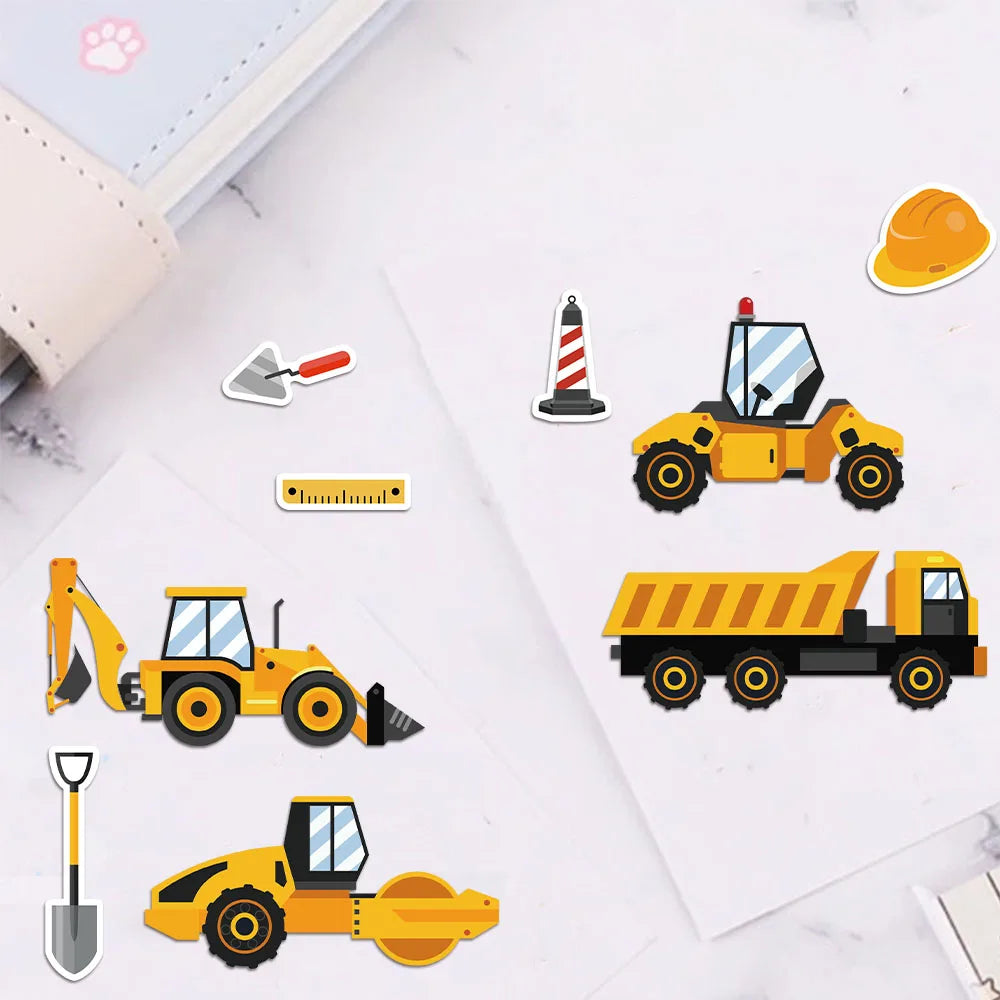 8PCS Cartoon Industrial Excavator Reward Graffiti Stickers Fun Stickers DIY Phone Case Laptop Water Cup Computer Toy Stickers