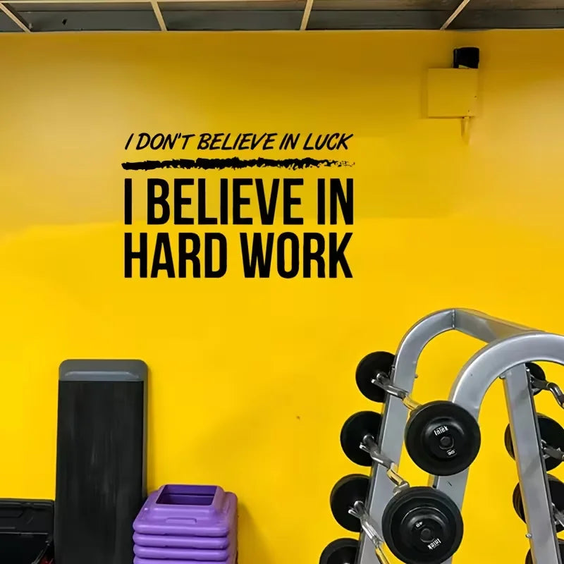 Hard Work Wall Decal Fitness Quote Bedroom Gym Workout Motivation Bodybuilding logo Inspirational Wall Sticker