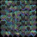 50 Transparent Laser Love Heart PET Stickers Laser Colorful Flowing Hemp Stickers Handbook Material Decoration Stickers