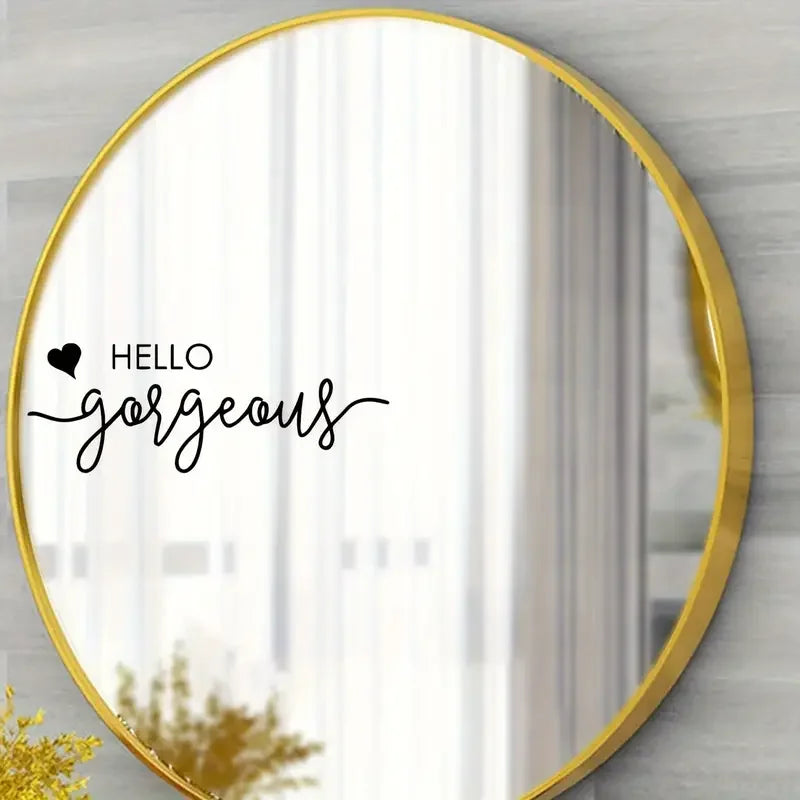Car Sticker Hello Gorgeous Vinyl Wall Decal - Elegant Letter Print Home Decor for Glass Surfaces, Self-adhesive and Easy to Appl