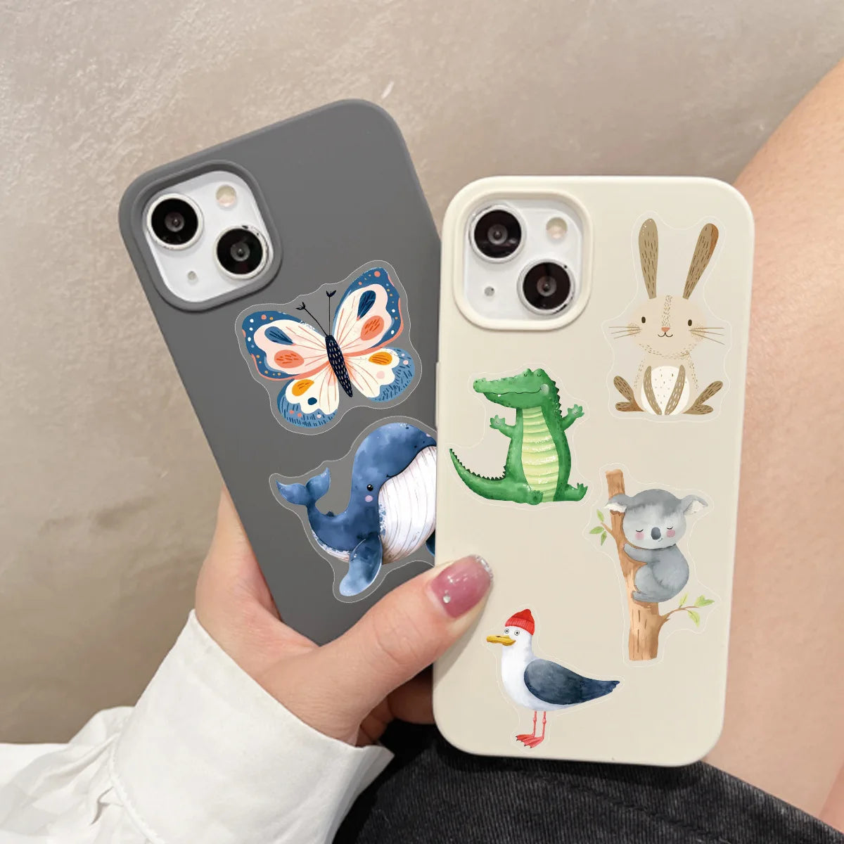 50/100PCS Transparent PET Watercolor Animal Stickers DIY Laptop Decoration Stationery Stickers