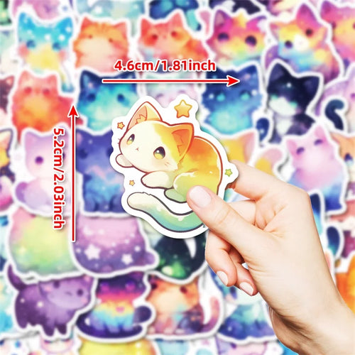 10/30/50PCS Cute Dream Star Cat Sticky PVC Sticker Aesthetic Stationery DIY Decoration Scrapbooking School Supplies for Kids