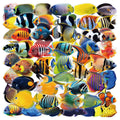 50/100Pcs Marine Fish Transparent Stickers Learning Stationery PET Decal Notebook Phone Luggage Fridge Cup Decorative Stickers