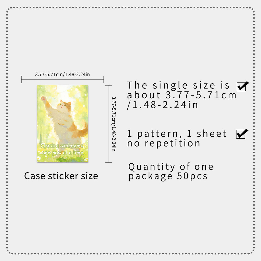 50/100PCS Healing Cat Stickers Cute Cartoon Animal Handbag Notebook Water Cup Notebook Stationery Box DIY Stickers