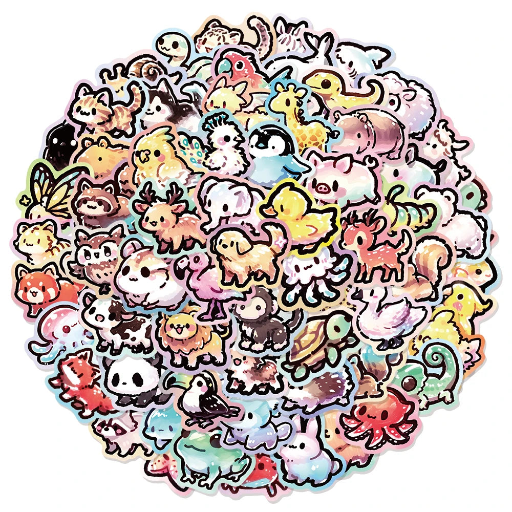 65PCS Cute Animal Series Graffiti Stickers DIY Phone Case Laptop Tablet Toy Waterproof Stickers