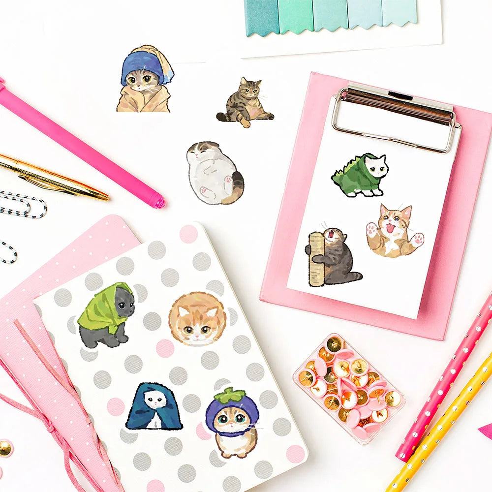 500PCS Cartoon Cat Roll Stickers School Stickers Classroom Laptop Luggage Encouragement Reward Stickers Teacher Gifts ﻿