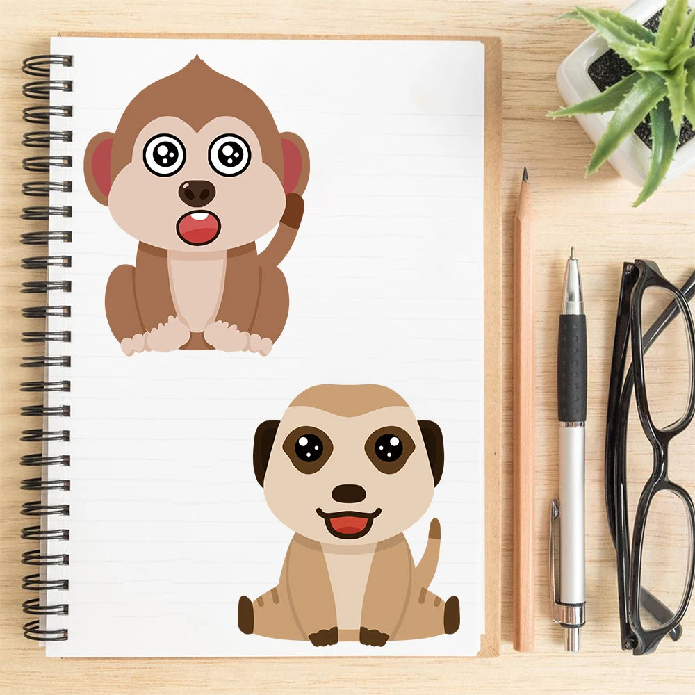 8Pcs Animal Expressions Collage Laptop Phone Living Room Skateboards Waterproof Bicycle Aesthetic Luggage Landscape Decals