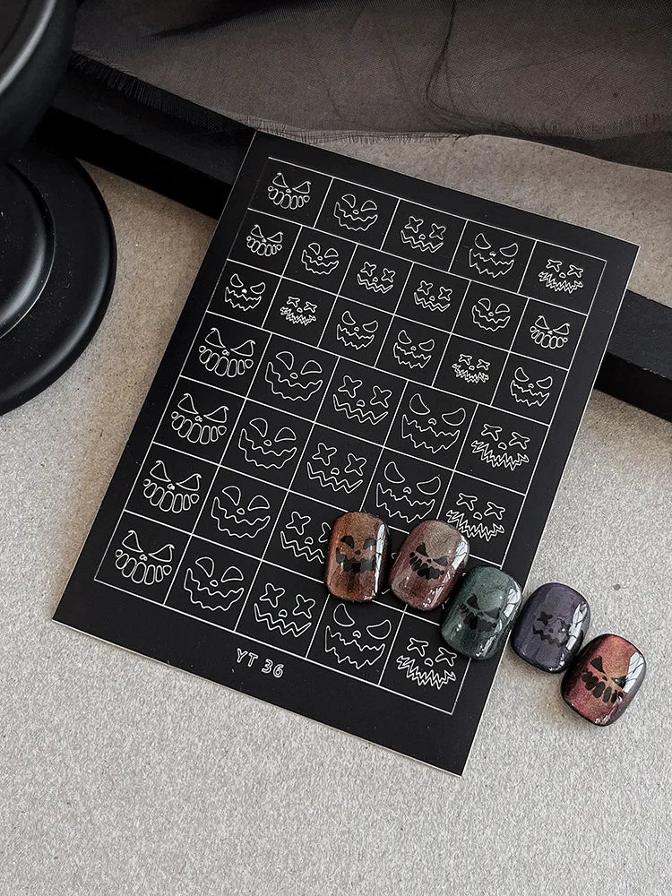 Jelly Halloween Skeleton Stickers Nail Art Cool Evil dark style decorative Nails Sticker DIY Trendy Manicure Ornaments Supplier