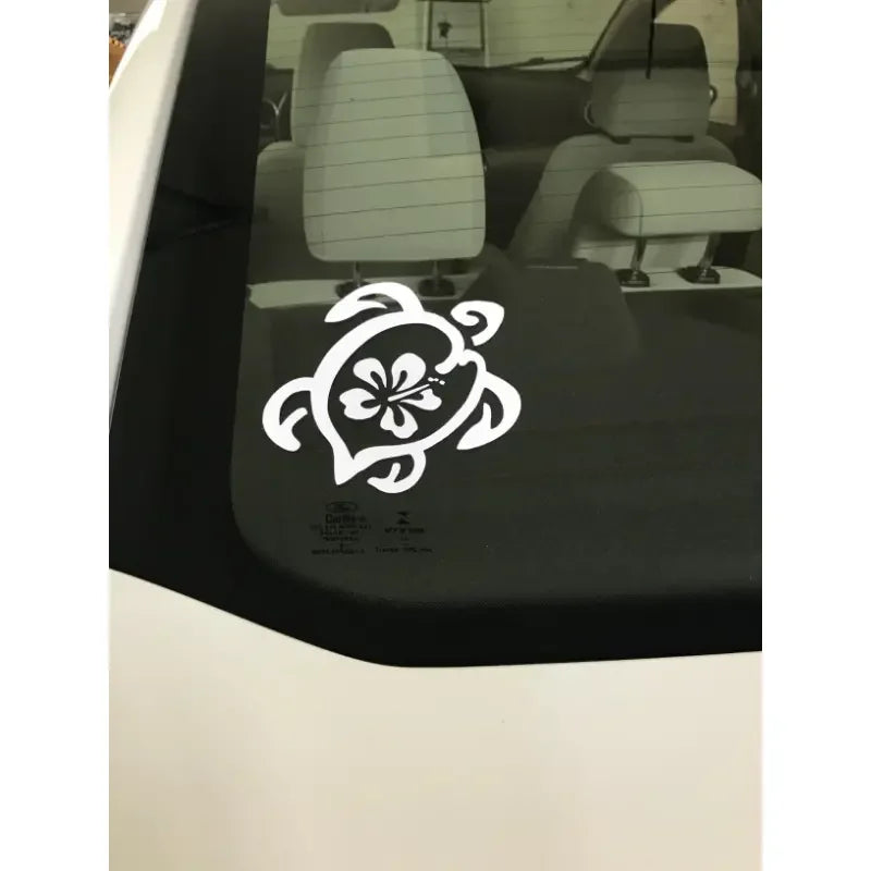Make a Splash with this Vibrant Hibiscus Sea Turtle Car Decal!