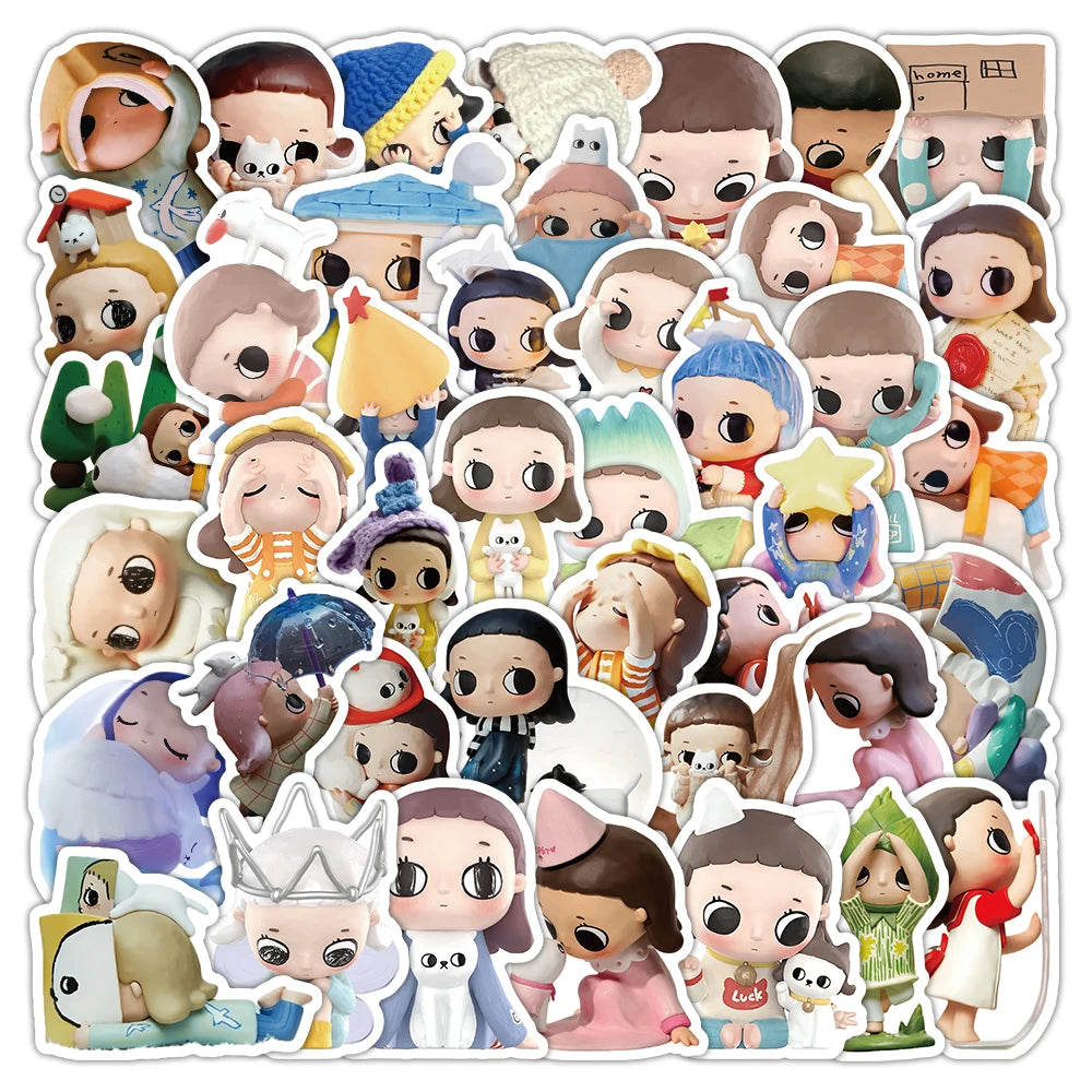 52/104 PCS Cartoon Stickers Laptop Guitar Luggage DIY Creative Waterproof Reward Stationery Stickers
