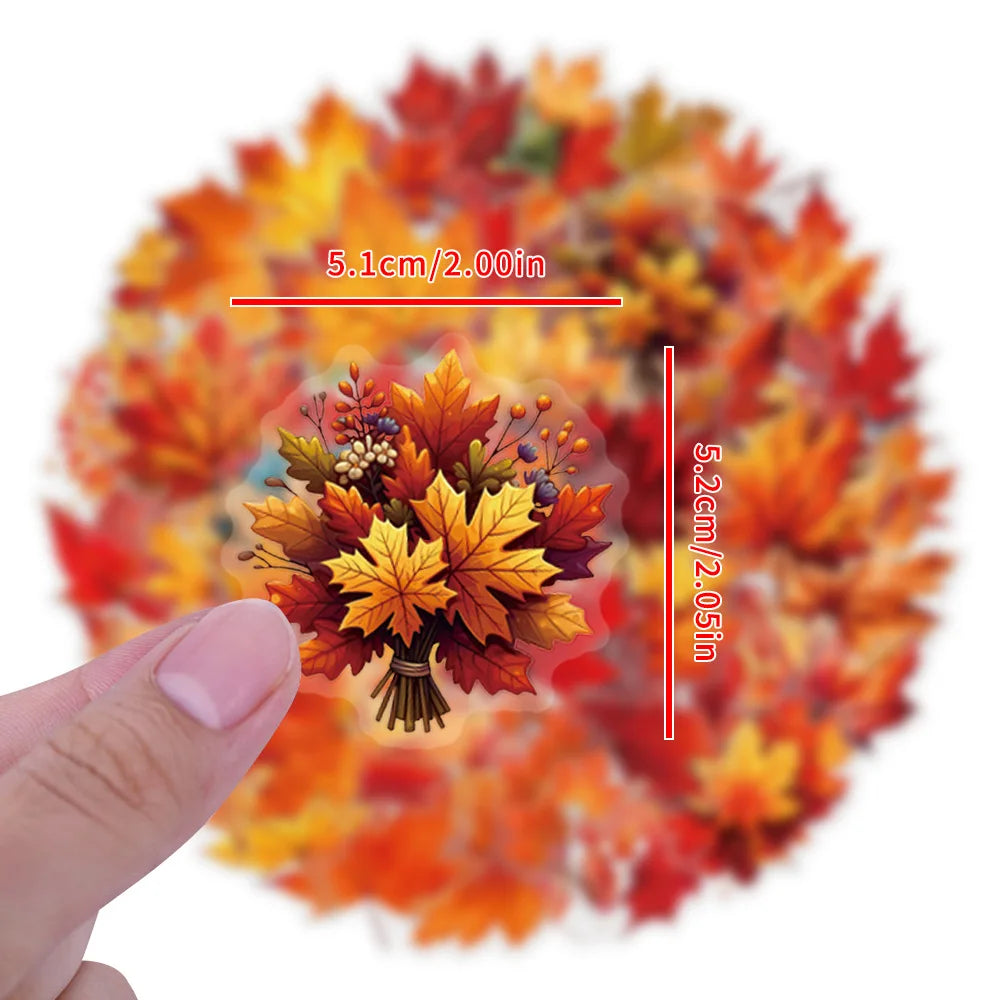 Variety 58/60PCS Transparent PET Maple Leaf & Plant Flower Creative Graffiti Stickers for Luggage Water Cups Scooter Stationary