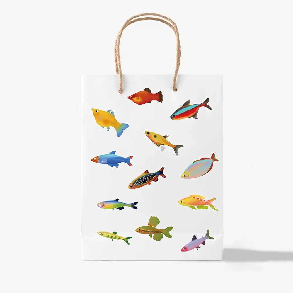 50PCS Cartoon Marine Creatures Fish Transparent Stickers DIY Luggage Laptop Guitar Skateboarding Bicycle Decorative Stickers Toy