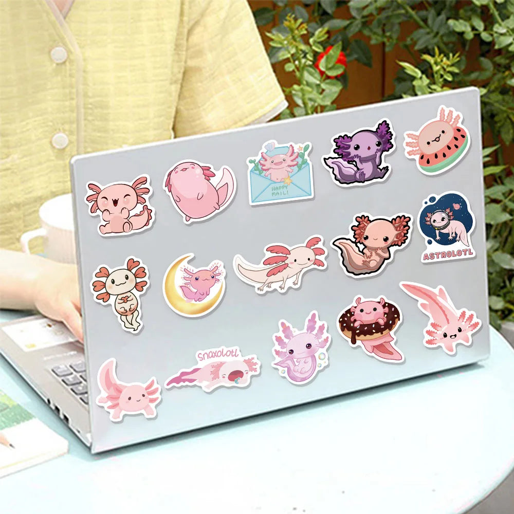 50/100PCS Axolotl Graffiti Stickers Cute Animal Cartoon Stickers Toy Suitcase Scrapbook Diary Mobile Laptop Sticker Pack