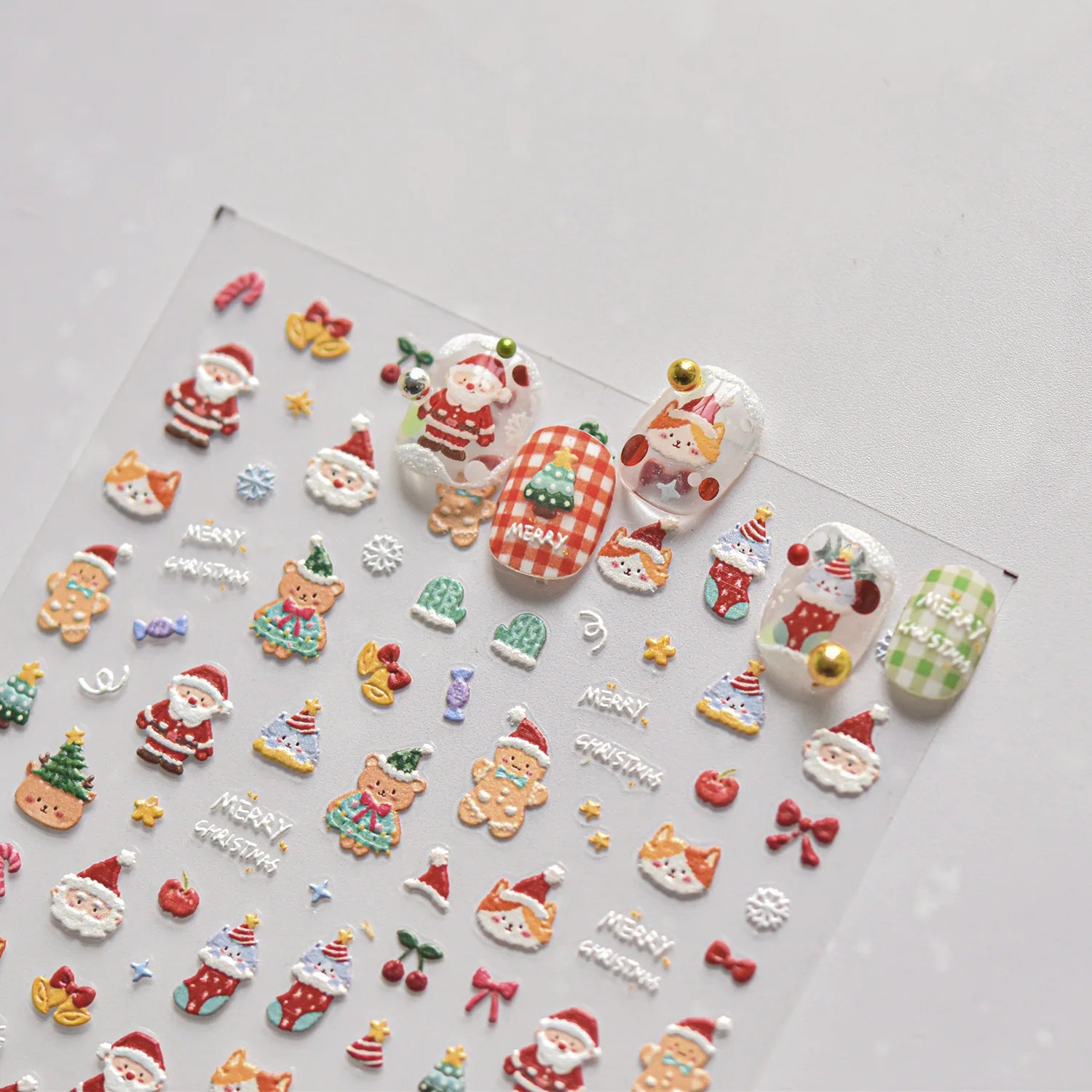 5D Cartoon Nail Art Stickers Cute Bear Cat Purry Design Self Adhesive Nails 3D Decorations Stickers Press On Nails DIY Accessory