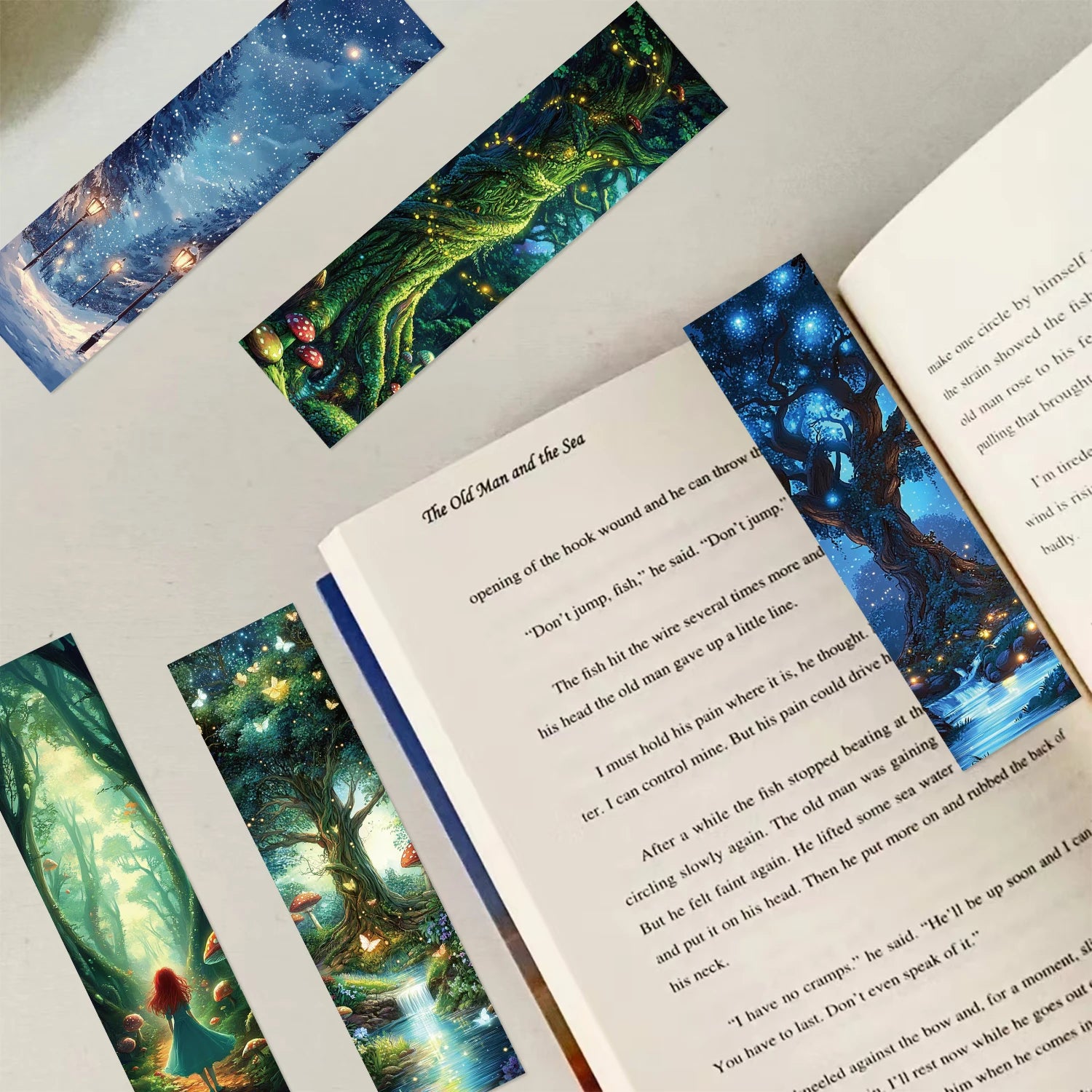 30 Mysterious Forest Bookshelf Bookmarks, Simple Handheld Booklets, Artistic Creative Reading Paper Bookmarks, D