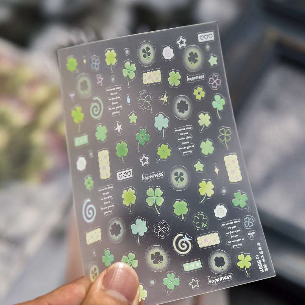 Strawberry Rabbit Nails 3D Decorations Stickers 3D Four-leaf Clover Self Adhesive Nail Art Stickers DIY Manicure Accessory Decal