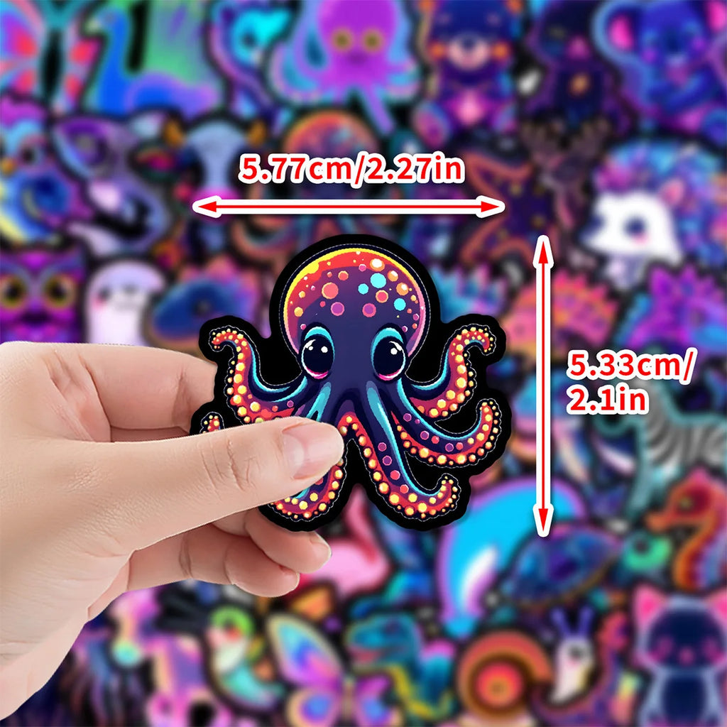 50/100PCS Neon Light Graffiti Stickers Water Cup Mobile Waterproof Decorative Stickers Creative Stationery Notebook Stickers