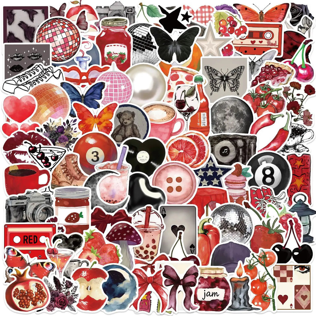 100Pcs Multi-Style Y2K Downtown Girls Stickers, DIY Decor Decals for Guitar Notebook Fridge Kids Stationery Waterproof Stickers