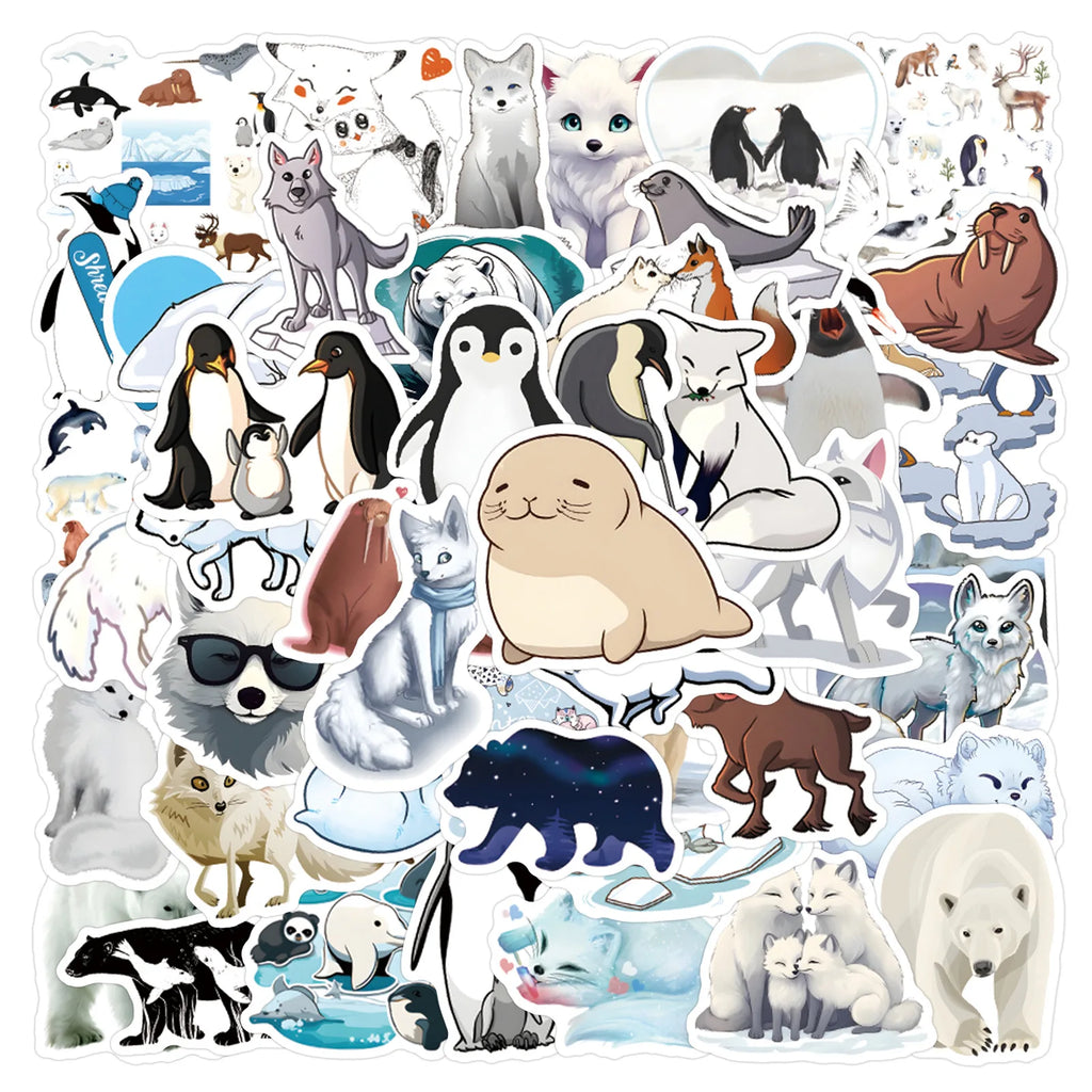 60PCS Arctic Animals Graffiti Stickers for Luggage, Water Cups Skateboard Stickers