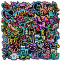 56PCS Neon Dinosaur Cartoon Graffiti Stickers Color Dinosaur DIY Guitar Skateboarding Sticker