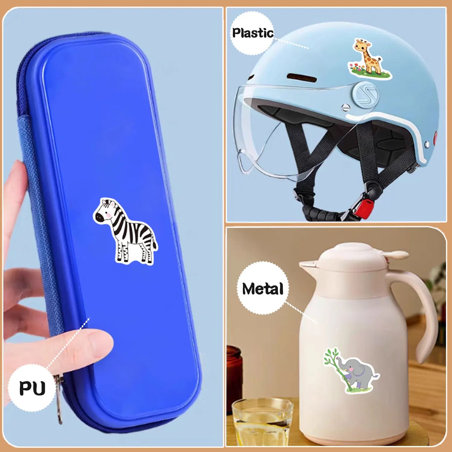 1Roll(500Pcs) 24 Irregular Lovable Animals Vinyl Waterproof Stickers Reusable DlY Craft Decoration Graffiti Scrapbook Labels