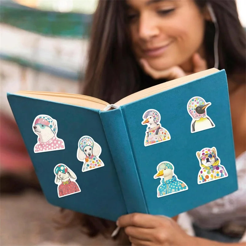 10/30/50PCS Cute Spotted Animals Sticky PVC Sticker Aesthetic Stationery Korean DIY Decoration Scrapbooking School Supplies