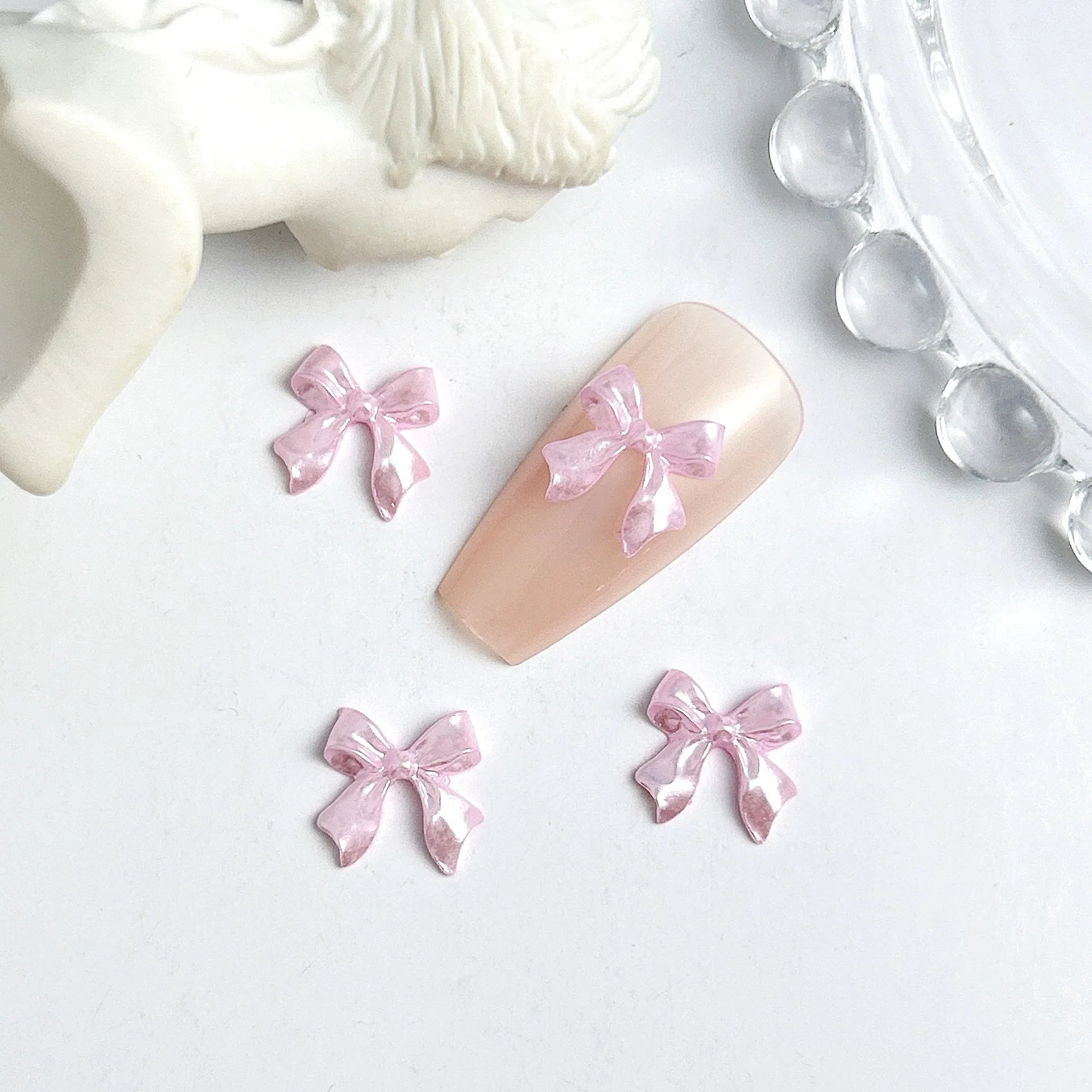 Pearl Color Bow Nail Charms Pink Mix 100pc Parts Resin Bows Nail Art Decoration Accessories Manicure DIY Mini Bowknot Supplies